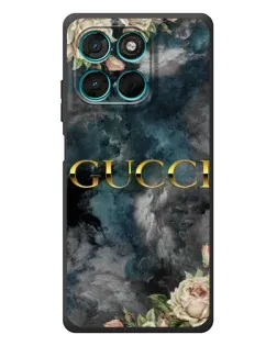 Чехол для Motorola Moto G77 с картинкой «Абстрактные цветы Gucci»
