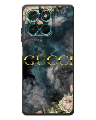 Чехол для Motorola Moto G77 с картинкой «Абстрактные цветы Gucci»