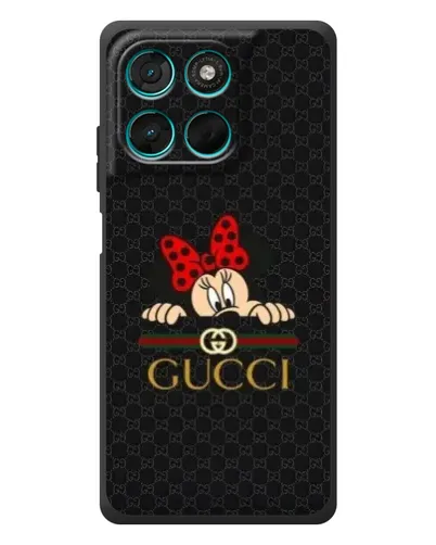 Чехол для Motorola Moto G77 с картинкой «Минни Маус Gucci — черный»