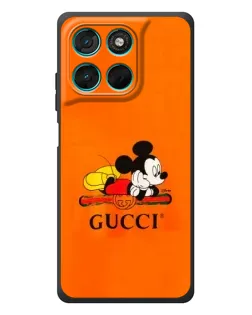 Чехол для Motorola Moto G77 с картинкой «Микки Маус Gucci — оранж»