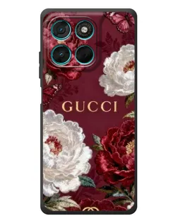 Чехол для Motorola Moto G77 с картинкой «Gucci — бордовые розы»