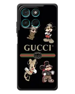 Чехол для Motorola Moto G77 с картинкой «Gucci — герои Disney и монограмма»