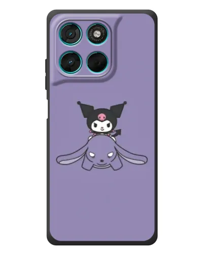 Чехол для Motorola Moto G77 с картинкой «Kuromi на лиловом фоне»