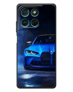 Чехол для Motorola Moto G77 с картинкой «Голубая BMW M4»