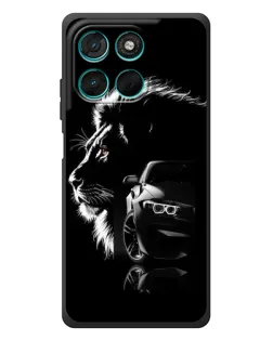 Чехол для Motorola Moto G77 с картинкой «BMW и лев»