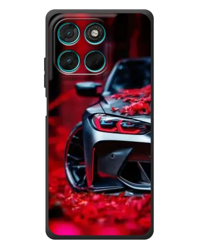 Чехол для Motorola Moto G77 с картинкой «Спортивная BMW и цветы» Чехол для Motorola Moto G77 с картинкой «Спортивная BMW и цветы»