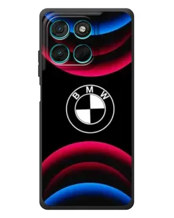 Чехол для Motorola Moto G77 с картинкой «Логотип BMW и неоновые дуги»