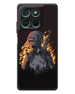 Чехол для Motorola Moto G77 с картинкой «PUBG — огненный силуэт»