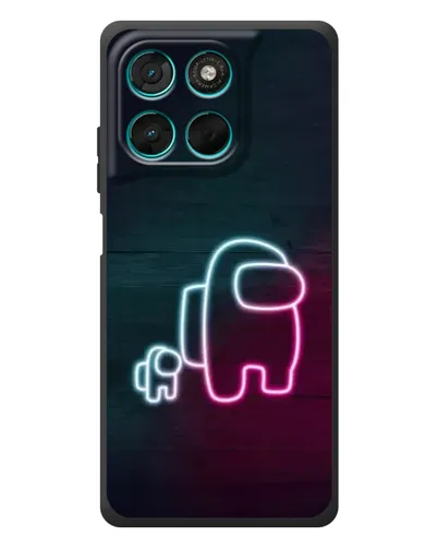 Чехол для Motorola Moto G77 с картинкой «Among Us неон-арт»