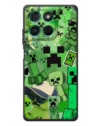 Чехол для Motorola Moto G77 с картинкой «Криперы Minecraft»
