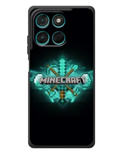 Чехол для Motorola Moto G77 с картинкой «Minecraft Diamond лого»