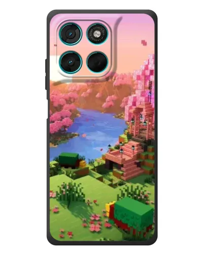 Чехол для Motorola Moto G77 с картинкой «Розовое дерево Minecraft»