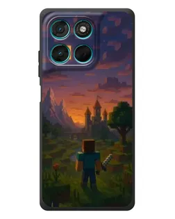 Чехол для Motorola Moto G77 с картинкой «Стив у башни»