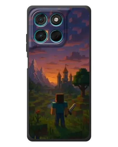 Чехол для Motorola Moto G77 с картинкой «Стив у башни»