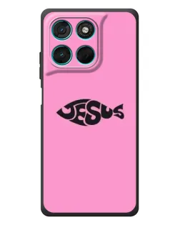 Чехол для Motorola Moto G77 с картинкой «Розовый символ  Jesus»