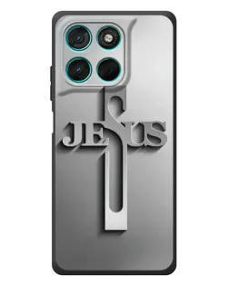 Чохол для Motorola Moto G77 з картинкою «Металевий хрест Jesus»