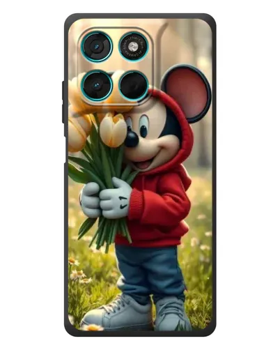 Чехол для Motorola Moto G77 с картинкой «Микки с тюльпанами» Чехол для Motorola Moto G77 с картинкой «Микки с тюльпанами»