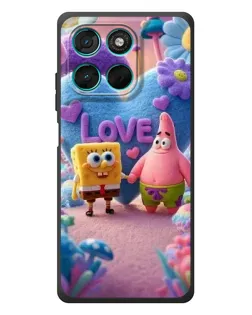 Чехол для Motorola Moto G77 с картинкой «Губка Боб Патрик»