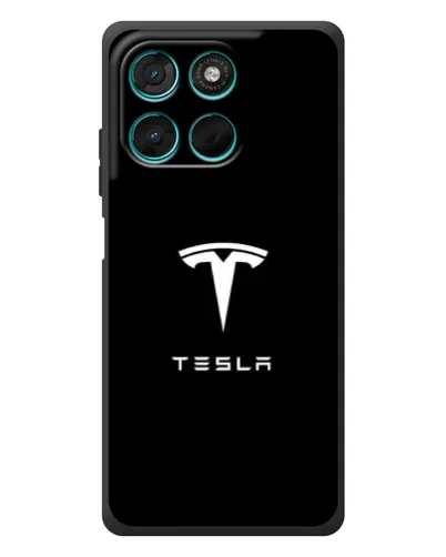 Чехол для Motorola Moto G77 с картинкой «Tesla White Logo»
