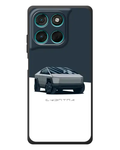 Чехол для Motorola Moto G77 с картинкой «Серебристый Cybertruck Tesla»