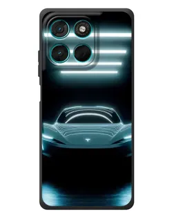 Чехол для Motorola Moto G77 с картинкой «Tesla в неоне»