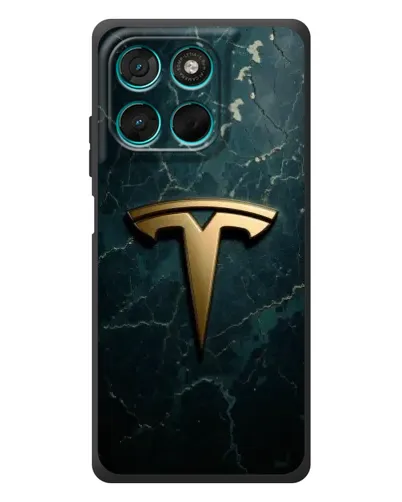 Чехол для Motorola Moto G77 с картинкой «Мраморная Tesla Gold»