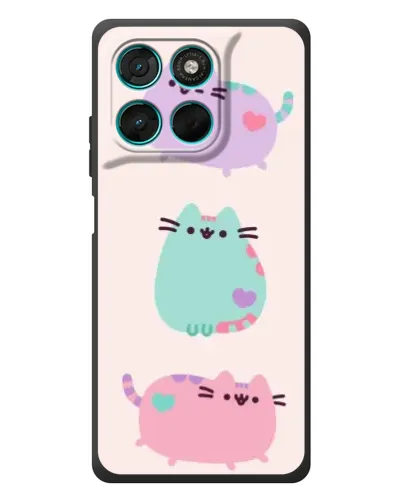 Чехол для Motorola Moto G77 с картинкой «Pusheen трио»