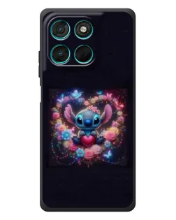Чехол для Motorola Moto G77 с картинкой «Stitch в цветах»