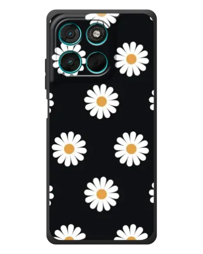 Чехол для Motorola Moto G77 с картинкой «Ромашки на черном» Чехол для Motorola Moto G77 с картинкой «Ромашки на черном»