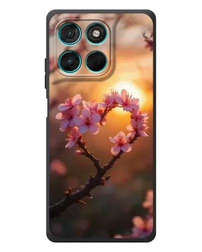 Чехол для Motorola Moto G77 с картинкой «Розовый цвет сердце на фоне заката» Чехол для Motorola Moto G77 с картинкой «Розовый цвет сердце на фоне заката»