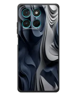 Чехол для Motorola Moto G77 с картинкой «Объемные синие складки»
