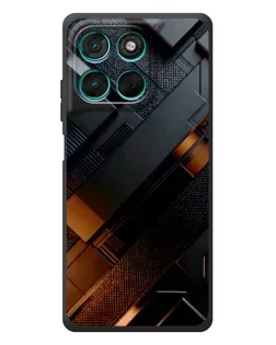 Чехол для Motorola Moto G77 с картинкой «Черные геометрические блоки»