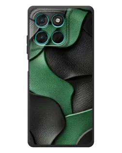 Чехол для Motorola Moto G77 с картинкой «Зеленые кожаные волны»