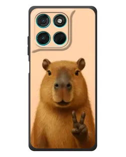 Чехол для Motorola Moto G77 с картинкой «Капибара виктория»