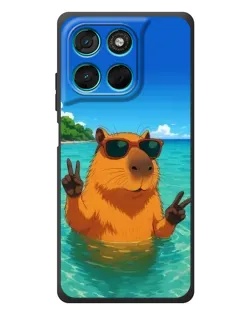 Чехол для Motorola Moto G77 с картинкой «Морская капибара»