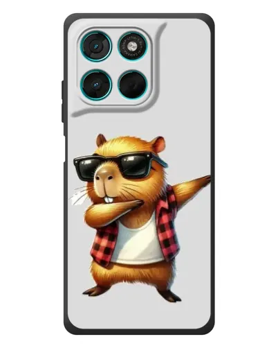 Чехол для Motorola Moto G77 с картинкой «Капибара рэпер даб»