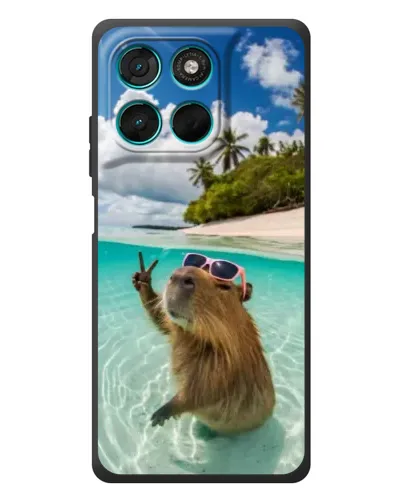 Чехол для Motorola Moto G77 с картинкой «Капибара на море»