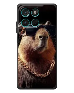 Чехол для Motorola Moto G77 с картинкой «Капибара золотая цепь»