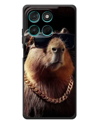 Чехол для Motorola Moto G77 с картинкой «Капибара золотая цепь»