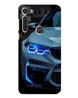 Чехол для Motorola MOTO G8 с картинкой «Взгляд BMW с синими фарами»