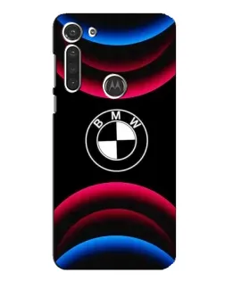 Чехол для Motorola MOTO G8 с картинкой «Логотип BMW и неоновые дуги»