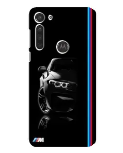Чехол для Motorola MOTO G8 с картинкой «Силуэт BMW в темноте»