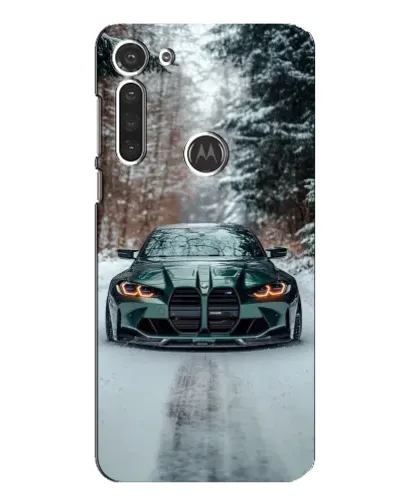 Чехол для Motorola MOTO G8 с картинкой «BMW в зимнем лесу»