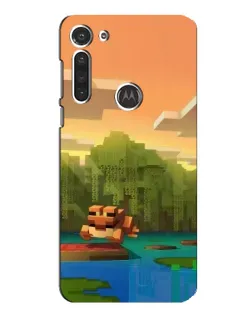 Чехол для Motorola MOTO G8 с картинкой «Майнкрафт закат солнца»