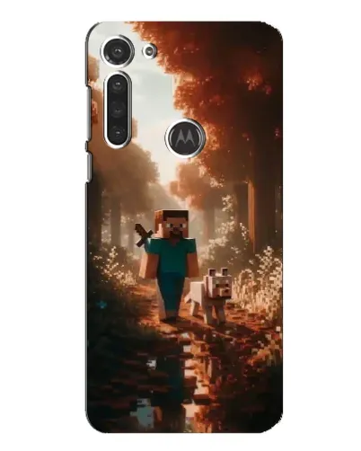 Чехол для Motorola MOTO G8 с картинкой «Стив в лесу»