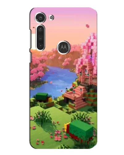 Чехол для Motorola MOTO G8 с картинкой «Розовое дерево Minecraft»