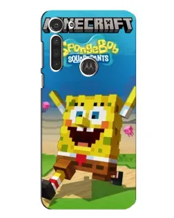 Чохол для Motorola MOTO G8 з картинкою «Губка Боб Minecraft»