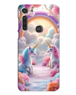 Чохол для Motorola MOTO G8 з картинкою «Веселка і єдинороги»