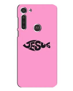Чехол для Motorola MOTO G8 с картинкой «Розовый символ  Jesus»