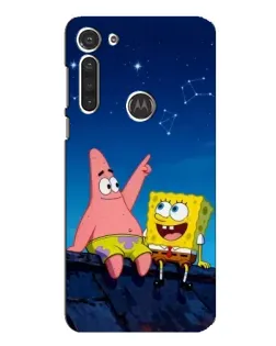 Чохол для Motorola MOTO G8 з картинкою «Губка Боб та Патрік вночі»